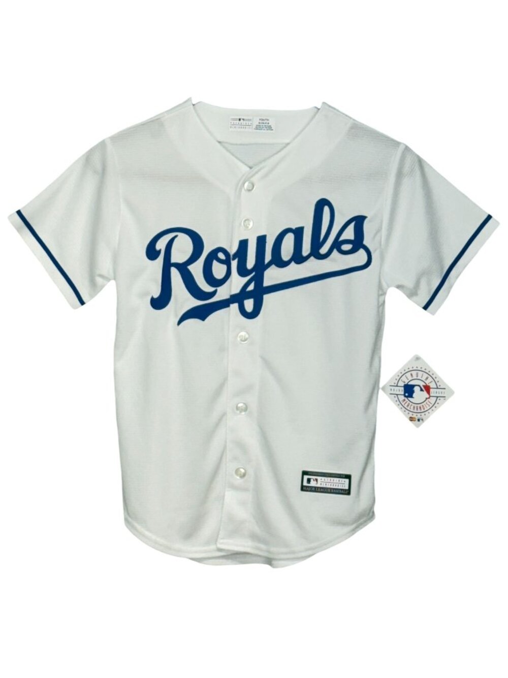 Kansas City Royals Youth White Button-Up MLB Jersey Small New With Tags